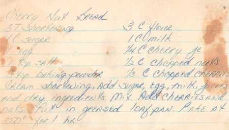 Cherry Nut Bread Recipe Card